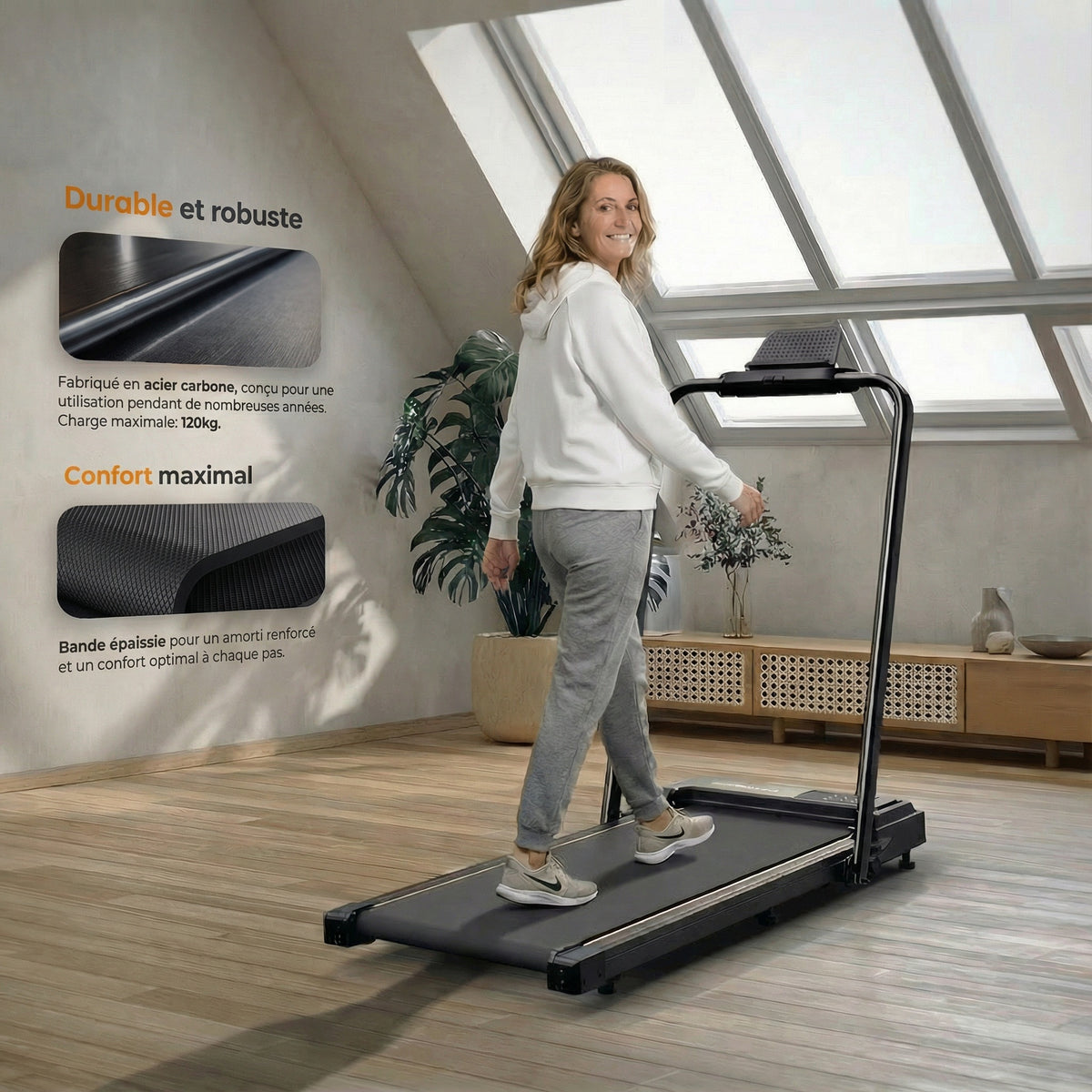 Cadence Slim v2 — Tapis de course 1–6 km/h