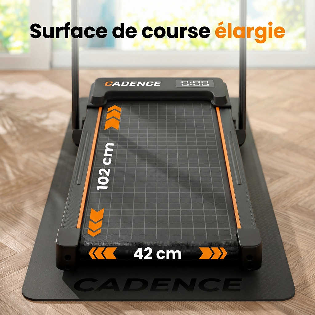 Cadence Pro v3 Incline — Tapis de course pliable avec inclinaison 1–12 km/h et application connectée