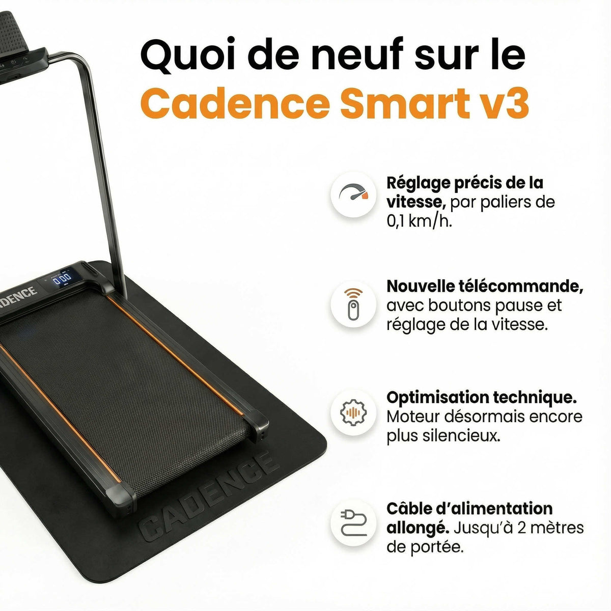 Cadence Slim v2 — Tapis de course 1–6 km/h